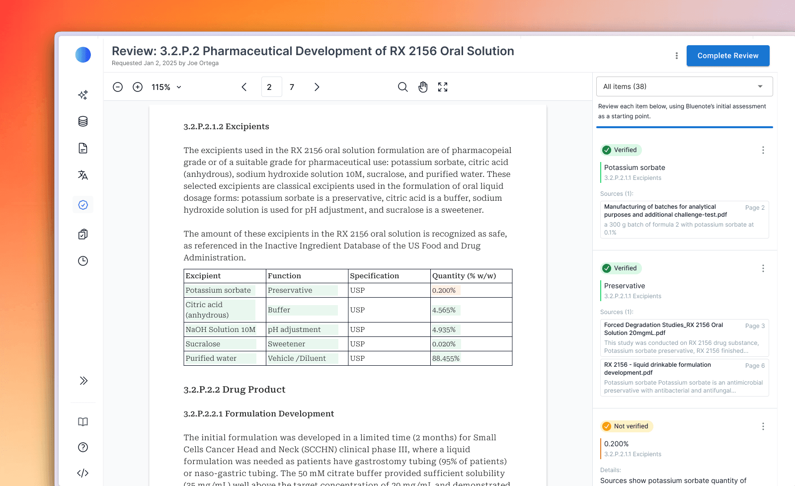 Intelligent Quality Control interface